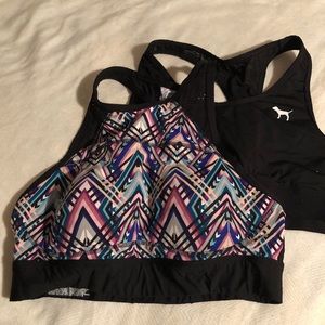 2 PINK racerback sports bras size large and tank!